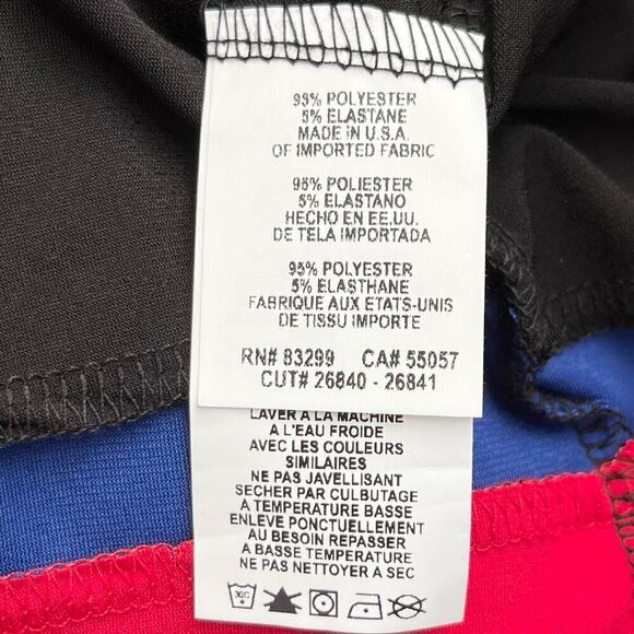 NWT Nicole Miller Stretch Jersey Halter Shift Dress Colorblock Black Red Blue, L - Picture 9 of 9